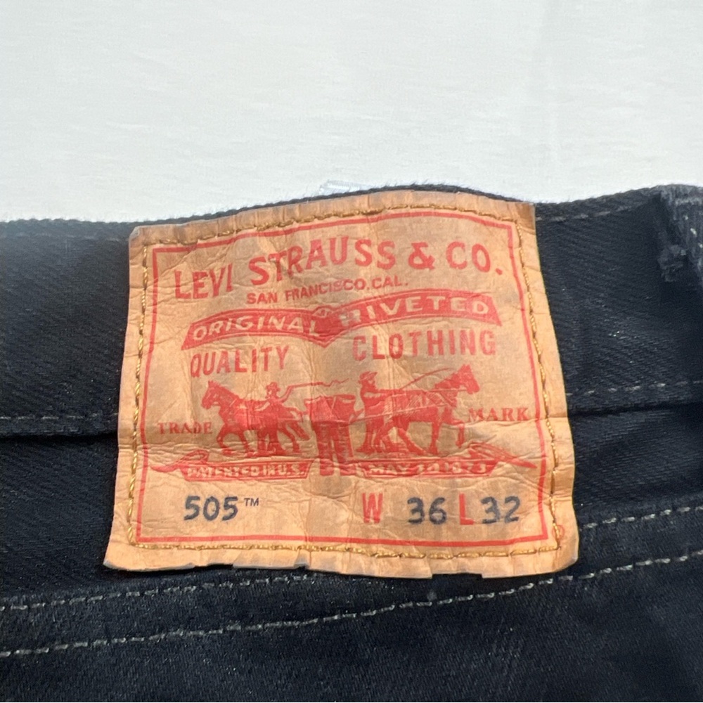 Levi’s 505 Men’s Straight Leg Black Jeans 36x32 Classic Denim - Picture 5 of 12